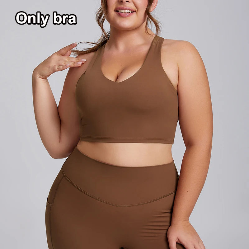 Women Gym Set Plus Size Workout Oufit Curvy Lady Sports Bra Yoga Leggings Oversize Tracksuit XXXL Extended Size Women Clothing