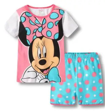 Neue Sommer Kinder Jungen Mädchen Kleidung Baby Baumwolle Prinzessin Pyjamas Sommer Kurzarm Set Cartoon Minnie Kinder Nachtwäsche