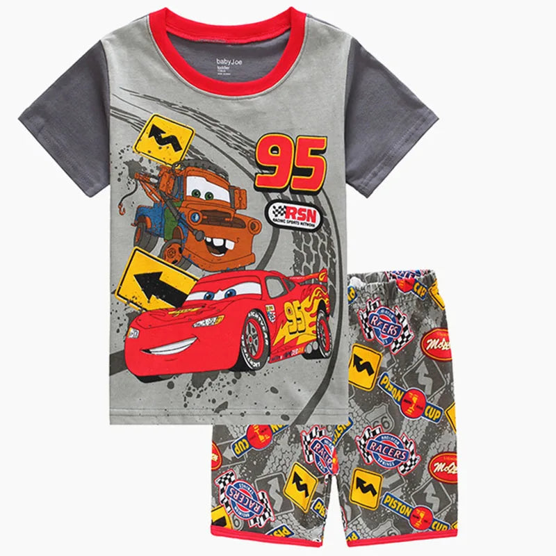 Neue Sommer Kinder Pyjamas Kinder Nachtwäsche Baby Set Jungen Mädchen Autos kurzarm Pijamas Baumwolle Nachtwäsche Kleidung Pyjamas Sets