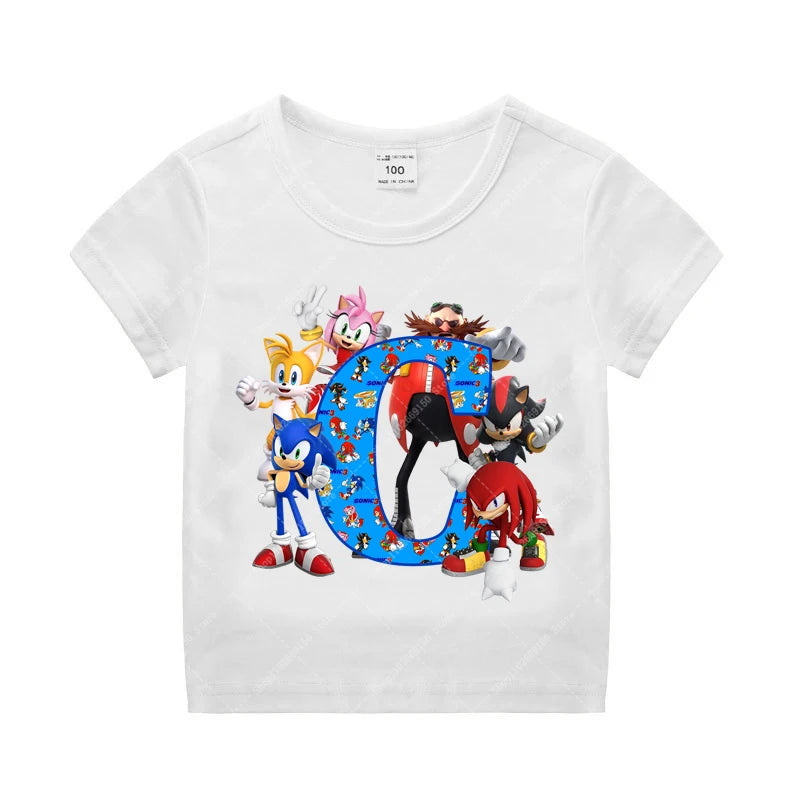 Sonics Kinder Sommer Baumwolle T-shirt Jungen Kurzarm Tops Anime Gedruckt Kleidung Kinder Cartoon Nette T-shirt Kleidung Weihnachten Geschenke 2025