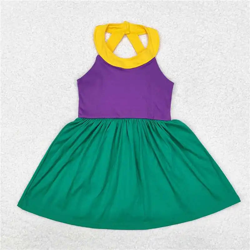 Wholesale Western Boutique Children Clothing Sibling Baby Girls Mardi Gras Active Wear Dresses Yoga Sets