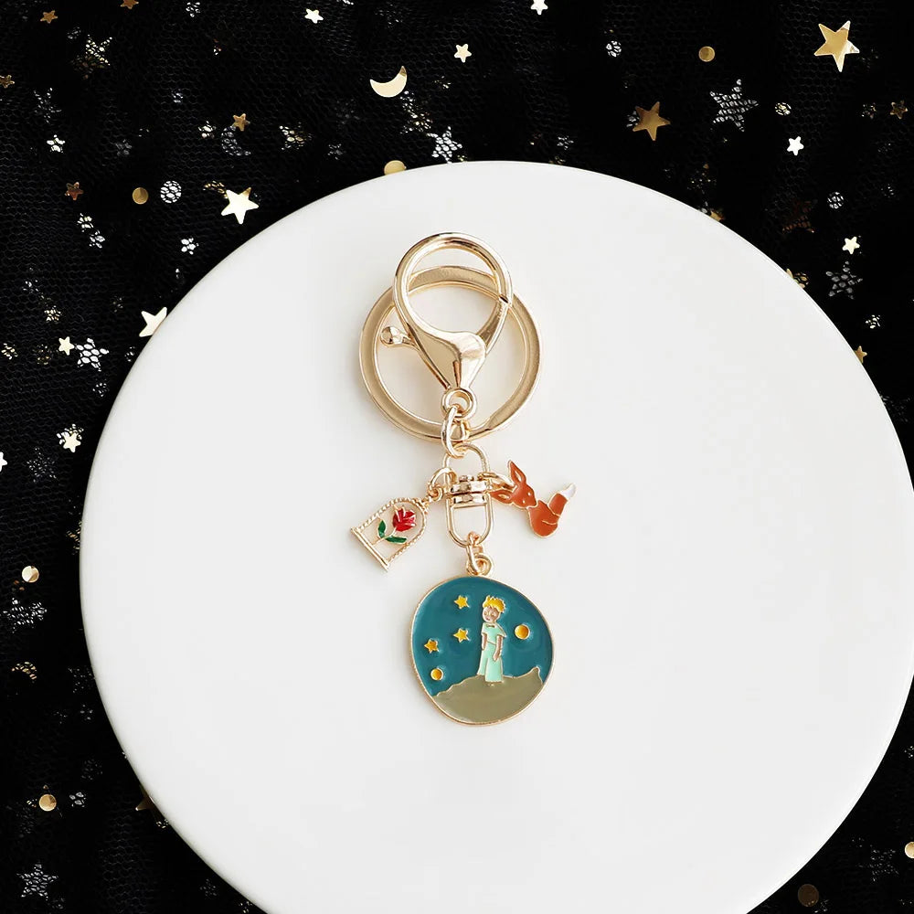 Trendy The Little Prince Keychain Cute Fox Airpods Pendant For Clothes Backpack Keyring Key Chains Charms Valentines Day Gift