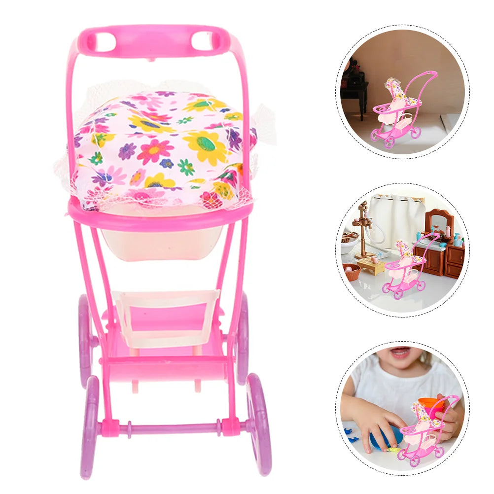Baby Stroller Realistic Model Toy for Dolls Toddler Plastic Tabletop Decor