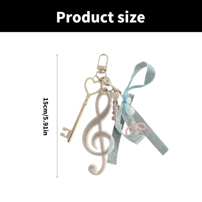 Resin Bowknot Note Keychain Creative Key Ornament Bag Pendant Suitable for Youthful Adults and Music Enthusiasts Present