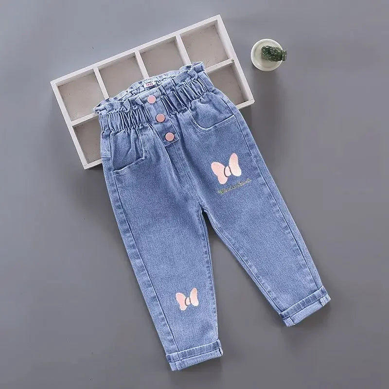 Kinder Baby Mädchen Freizeitkleidung Jeans Rosa Schleife Hose Kleinkind Säugling Denim Kleidung Hosen Kinder Unterteile 1 2 3 4 5 6 Jahre