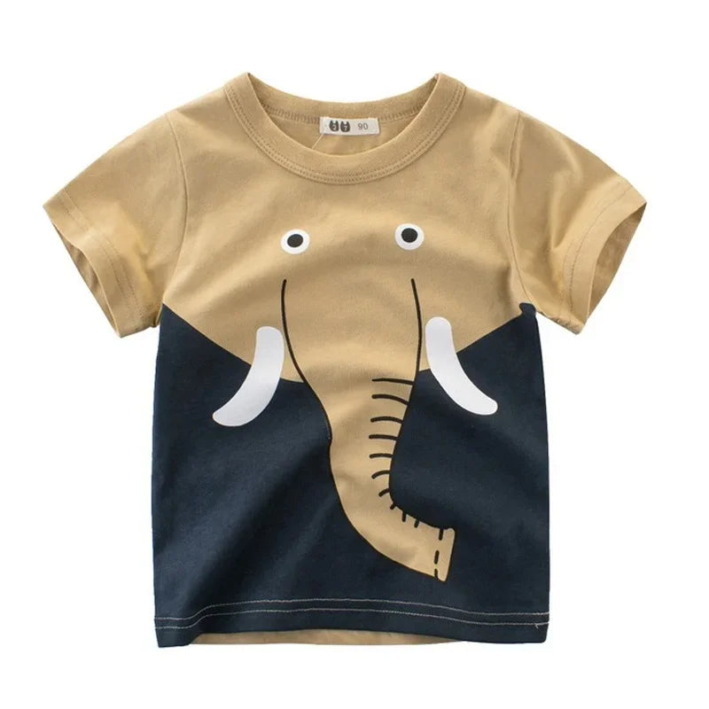 2025 Cartoon Druck Baby Junge Dinosaurier T Shirt Für Sommer Infant Kinder Jungen Mädchen Lion T-Shirts Kleidung Baumwolle Kleinkind Brief tops