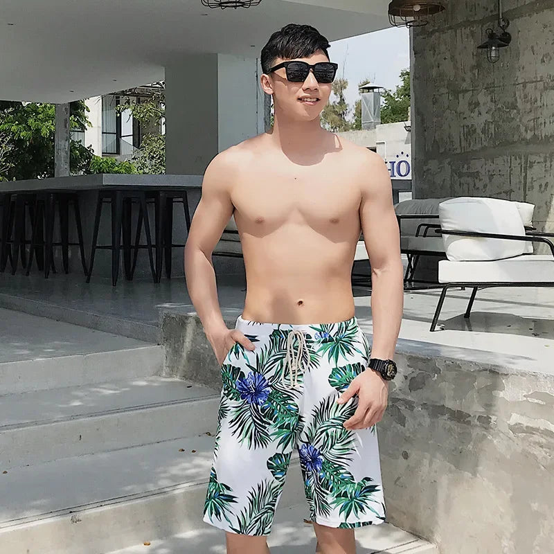 New Matching Swimsuits for Couples Beachwear 3 Pack Set Short Sleeve Women Swimwear Print High Waisted Pants Men Swimming Shorts