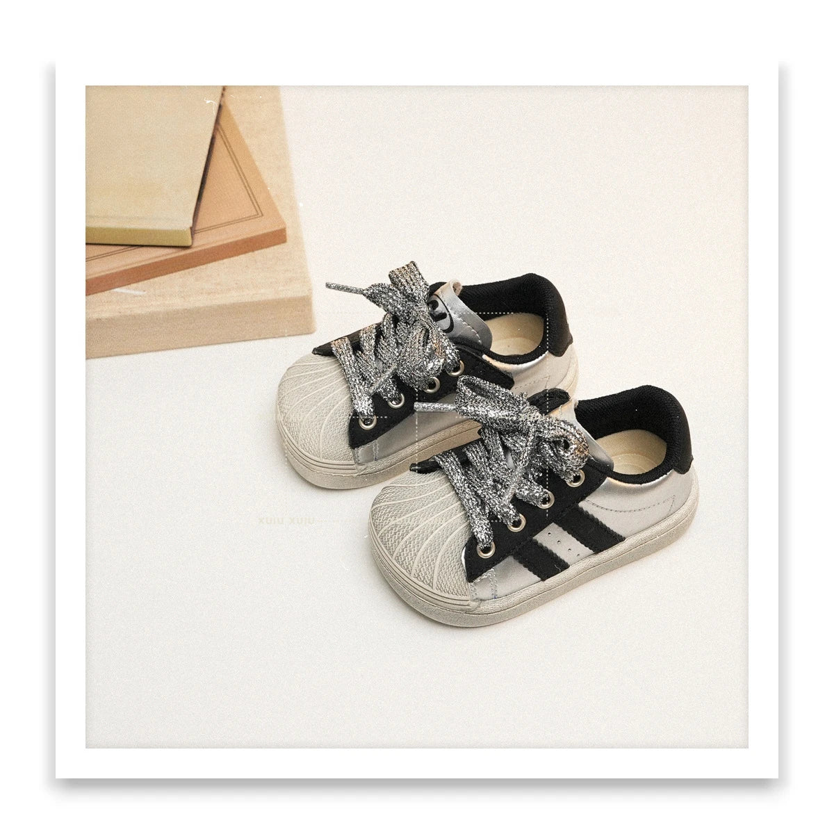 Spring Children Boy Girls Microfiber Leather Accessories Bright Bicolor Flat Shoelaces Sneaker Kids Toddler Lightweight Trainers