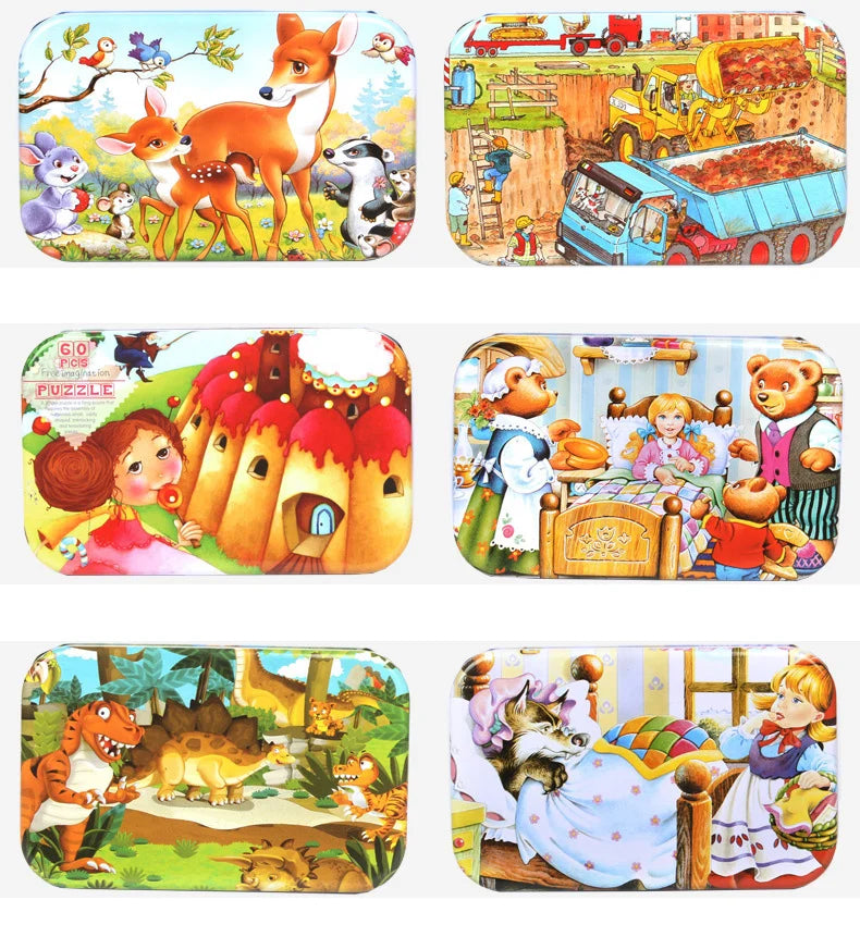 Heiße Neue 60 Stück Holz Puzzle Spielzeug für Kinder Cartoon Fahrzeug Tier Holz Puzzle Baby Lernen Pädagogisches Spielzeug Kinder Geschenk