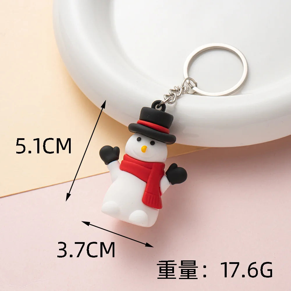 Christmas Keychain Cartoon Cute Doll Pendant Santa Claus Snowman Tree Keyring for Men Women Party Decoration Souvenir