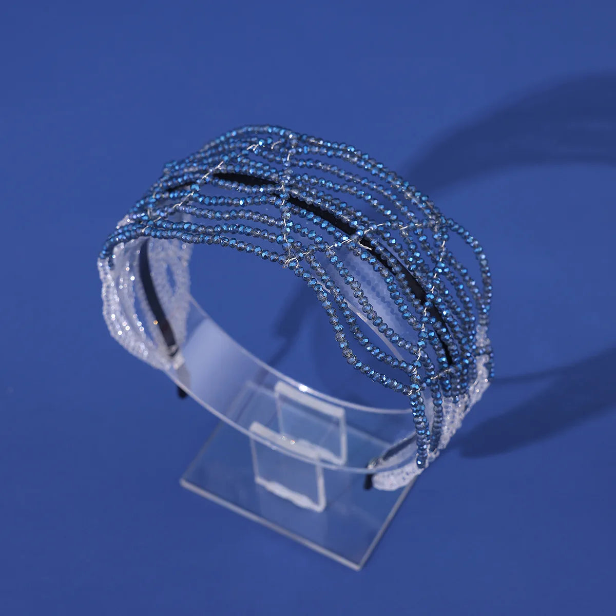 Handmade Bridal Wedding Hair Accessories Tiaras and Crown Stunning Beded Elegant Women Hairwear Pink Blue Headband