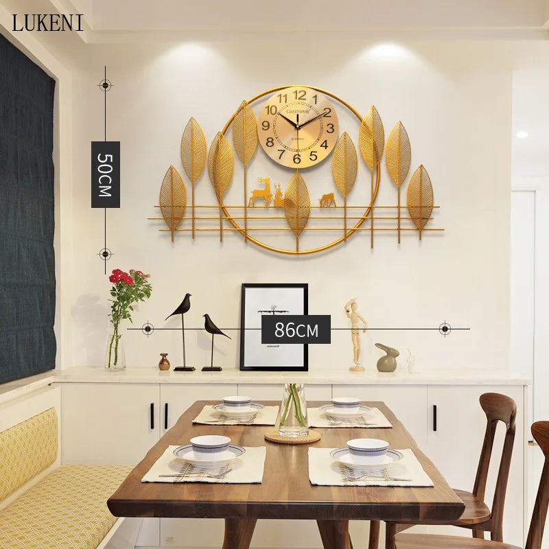 New Chinese Creative Wall Clock Living Room Home Light Luxury Restaurant Entrance Wall Decoration Wall Watch Silent Quartz Clock