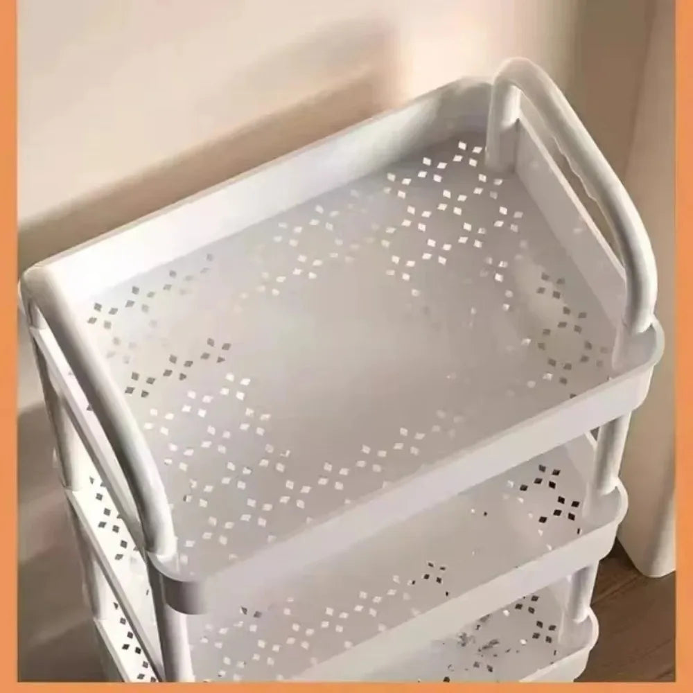 Storage Rack Trolley Multi-functional Mobile Multi-layer Household Snack Storage Rack with Wheel for Living Room Kitchen Bedroom