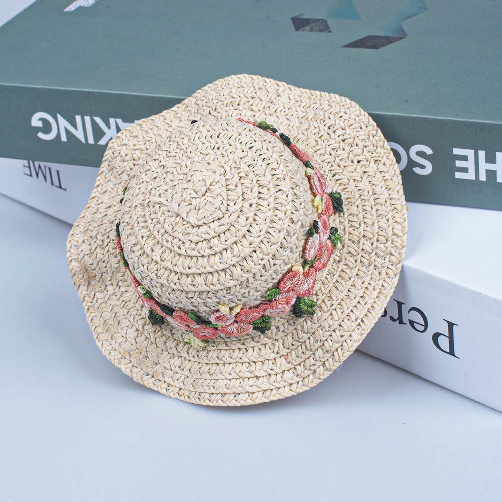 Pets Straw Hat Handcrafted Adjustable Bowknot Summer Spring Cats Dogs Pets Cap Daily Decor Sunhat