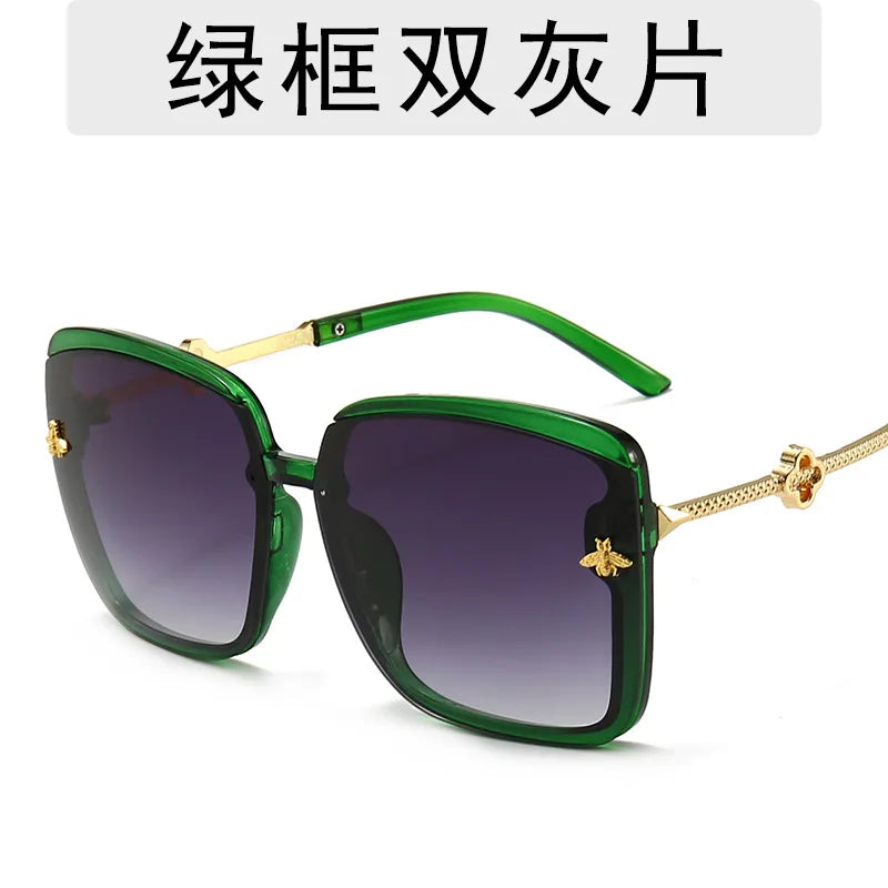 New Fashion Large Frame Sunglasses Ladies Bee Gradient Color Sunglasses