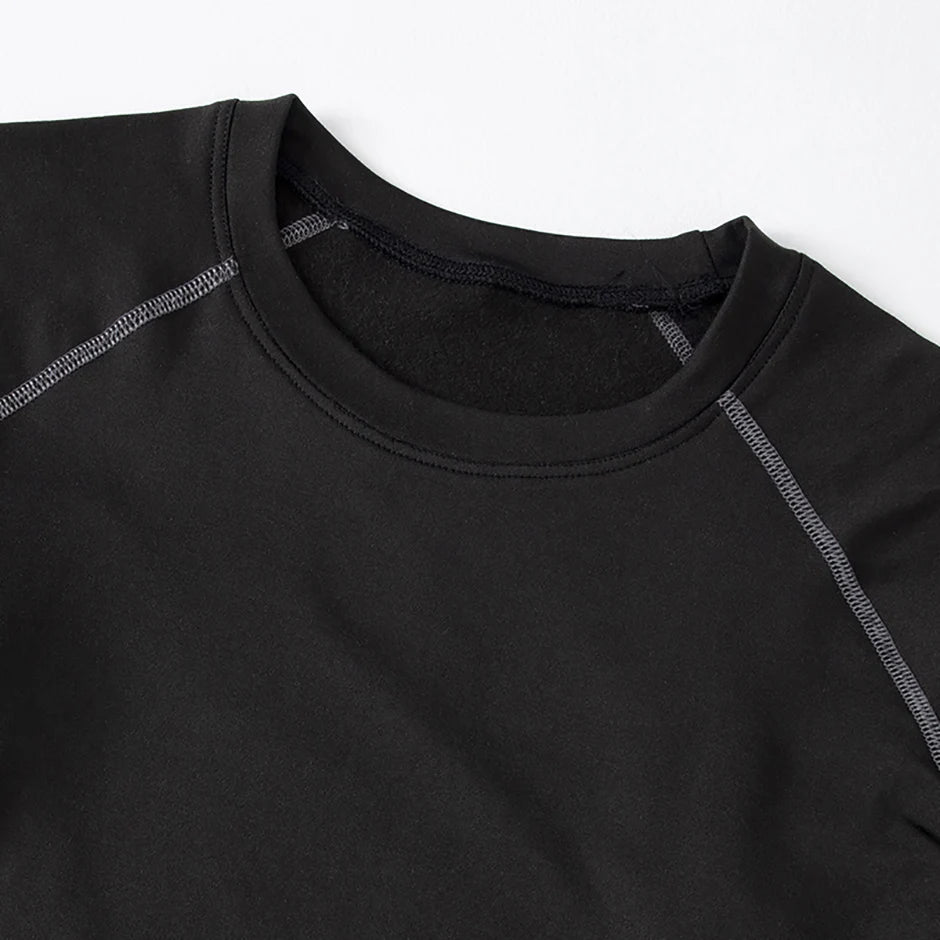 طقم بنطلون رجالي ضيق بأكمام طويلة ودافئ مكون من قطعتين مناسب للخريف والشتاء، بنطلون لياقة بدنية للرجال، قميص، جري، يوغا، رياضيون، ملابس رياضية