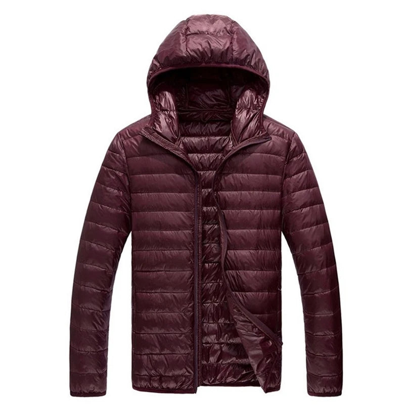 Men's Spring Ultra Lightweight Packable Down Jacket Hooded Breathable Coat Plus Size Men Hoodies Coat Feather Clothing 2024