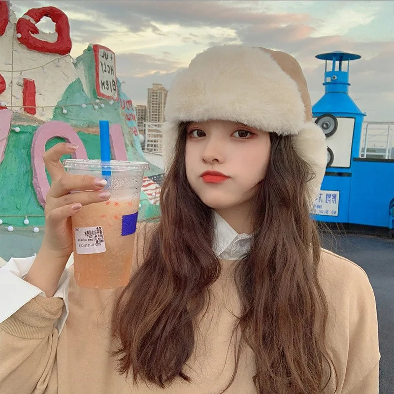 Ohrenschützer, Ohrenschützer-Kappe, Beanie mit Umschlag, Wintermütze, modische, vielseitige Bombermützen, trauflose Mützen, trendiges, dickes, warmes Accessoire