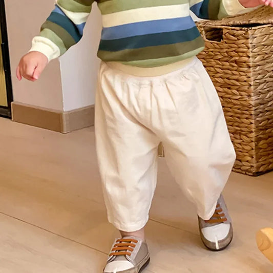 بنطلون عصري سادة للأولاد الصغار ملابس أطفال صيفية ربيعية بجيوب للأطفال بطول الكاحل فضفاض للبنات بنطلون كاجوال للأطفال