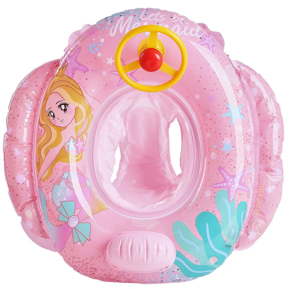Rooxin Flamingo Swimming Circle Baby Infant Float Pool Swimming Ring With Sunshade Floating Seat Summer Beach Pool Party Toys