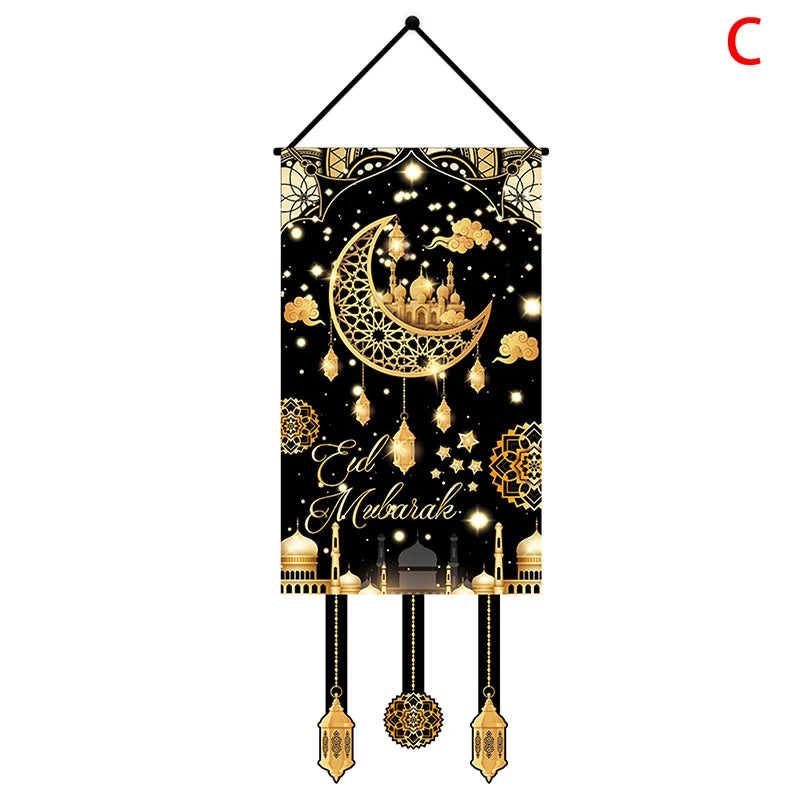 Home Ramadan Mubarak hangs flag, Islamic Muslim Party decorates home decor banner