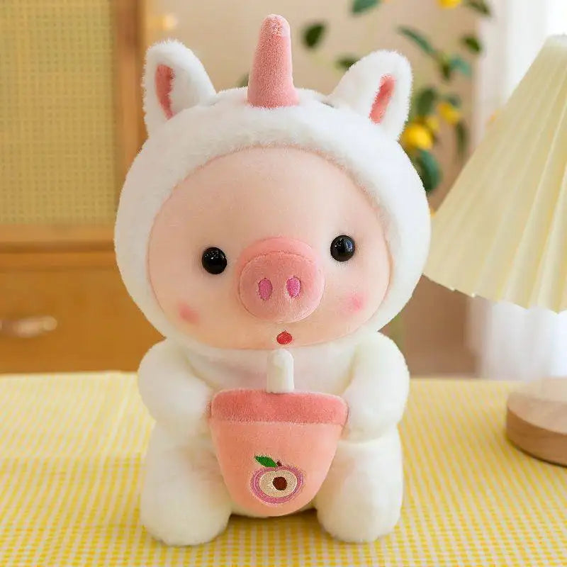 Bubble Pig Plüschtier Kuscheltier Hase Frosch Einhorn Tiger Kissen Tasse Milchtee Boba Plüschtier Puppe Geburtstagsgeschenk Kuschelbaby