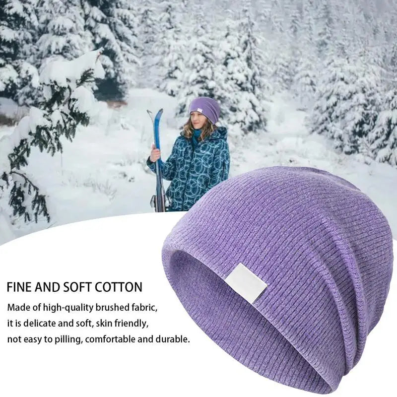 Knit Skull Hat Stretchy Non-Pilling Winter Beanie Hat Warm-Keeping Supplies For Outside Activities For Home Hiking Jogging