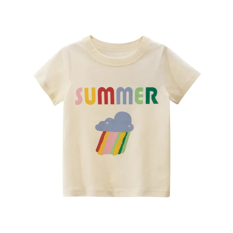 2024 sommer 2-8 Jahre Kinder Mädchen Shorts Ärmel T-shirts Gedruckt Kleines Mädchen Top Baby Mädchen T Shirts Kinder kleinkind Mädchen Kleidung
