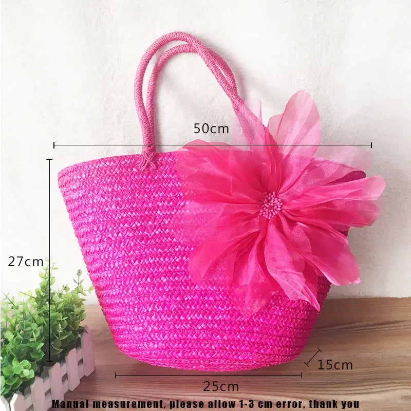 Fashion Rattan Women Handbags Wicker Woven Lady Shoulder Bags Summer Beach Straw Bag Large Capacity Tote Dot Big Baskets Purses