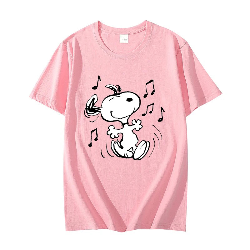 Snoopy!!! the Musical Men T-shirt Summer Short Sleeve Women Tee Shirts 100% Cotton 2025 New Fashion Couple Clothes Tops