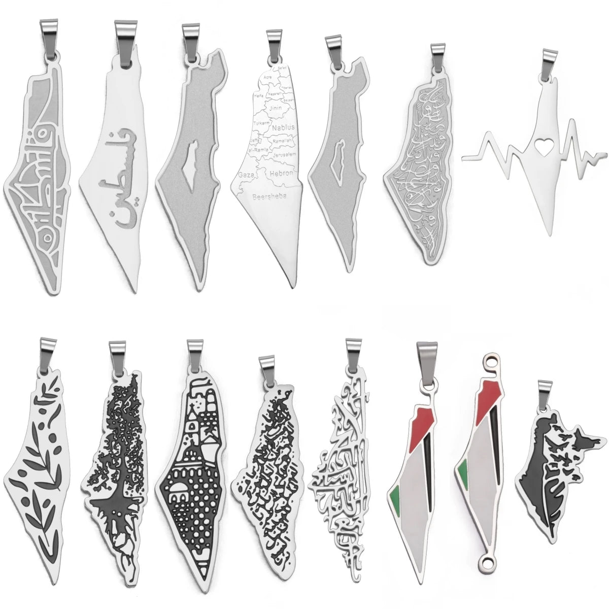 LIKGREAT Dropshipping 1 stücke Palästina Karte Anhänger Halskette Armband Ohrringe Schmuck Machen DIY Edelstahl Zubehör Charme