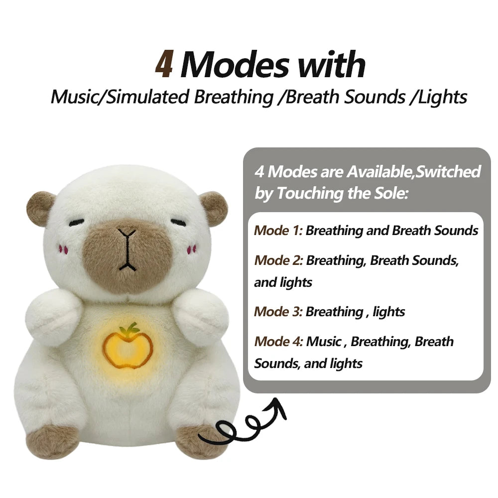 Atmender Bär, Baby-Capybara-Otter, Plüschpuppe, Spielzeug, Baby, Kinder, beruhigende Musik, Baby, Schlafbegleiter, Ton und Licht, Puppenspielzeug, Geschenk