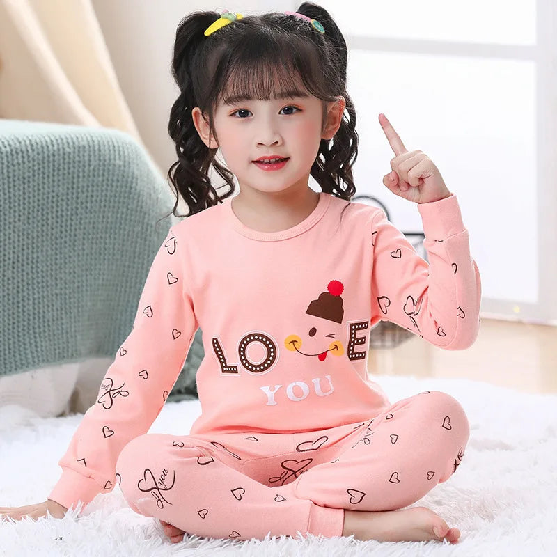 Autumn Winter Baby Girl Clothes Pajamas Sets Boys Pyjamas Kids Homewear Cotton Nightwear Children's Indoor Clothing Pijamas Suit