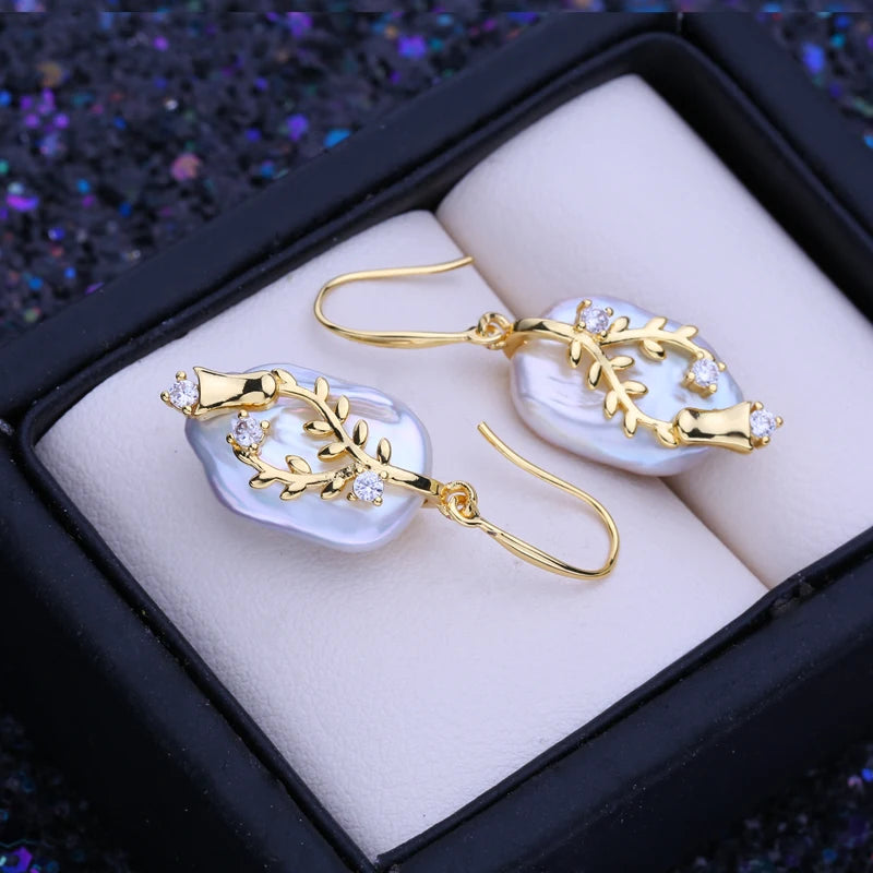 FENASY Natural Freshwater Big Baroque Pearl Jewelry Sets 18K Gold Plated Pendant Necklaces Wedding Drop Earrings Gifts For Women