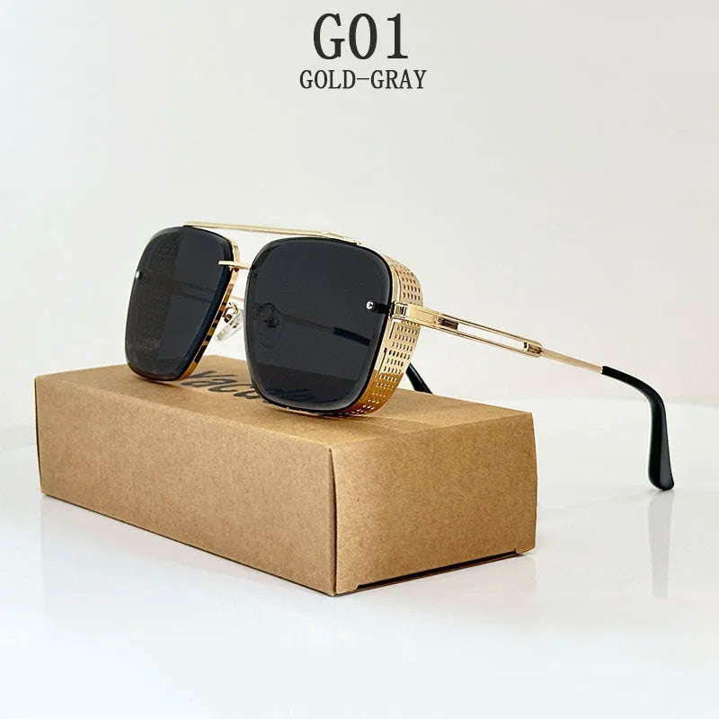 2025 Steampunk Sunglasses For Men Retro Square Punk Sunglasses Women Trendy Luxury Fashion Glasses Gafas De Sol Hombre Zonnebril