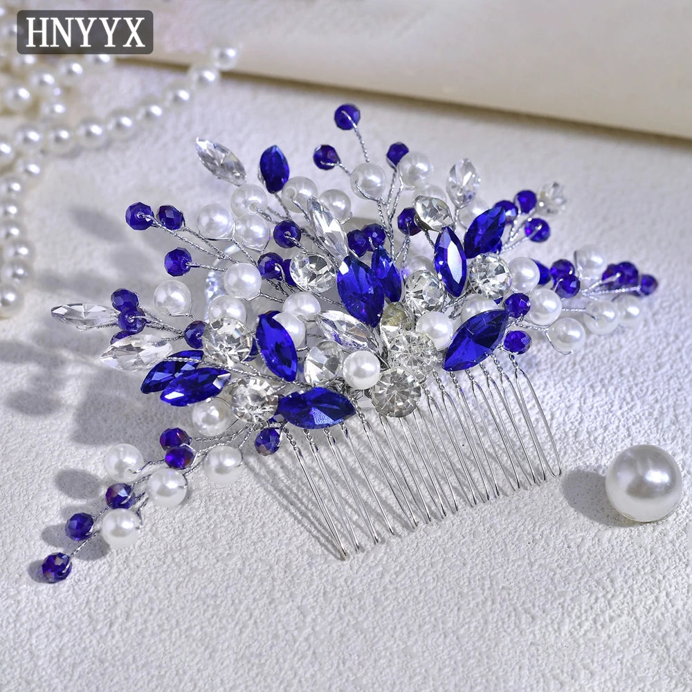 HNYYX Colorful Hair Comb Fashion Crystal Fancy Headdresses Hair Clips Women Bride Hair Accessories Wedding Headpiece A286