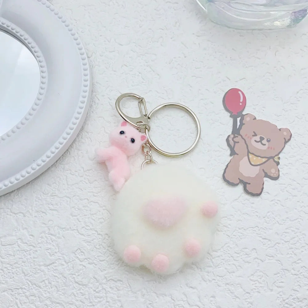 Kawaii Flocking Cat Pendant Phone Lanyard Cute Mobile Phone Charm Backpack Headphone Case Decoration for Girls Jewelry Gifts