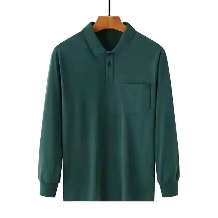 Spring Summer T Shirt for Men Cotton V-Neck Long Sleeve Pockets Comfortable Casual Striped Pullover Formal Clothes