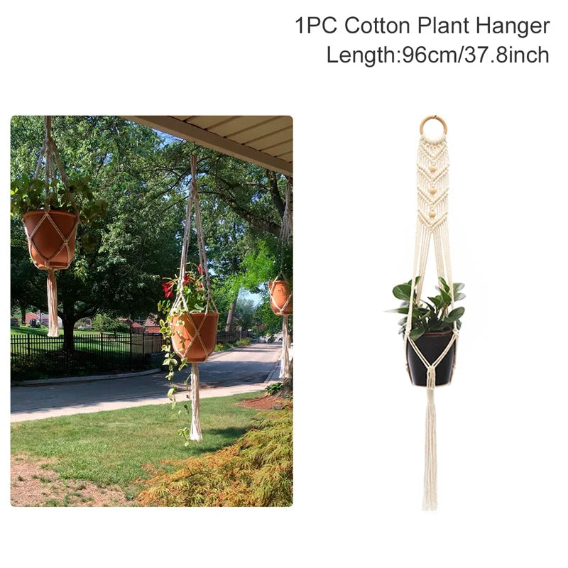 Hanging Plant Handmade Macrame Courtyard Garden Decoration
