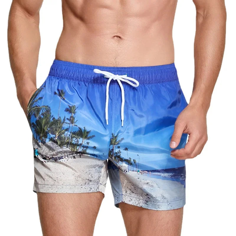 Seobean Swimsuit Man Short Swim Shorts Lined Men's Swimming Trunk Fast Dry Men Beach Board Surf Shorts Bath Suit sport Wear