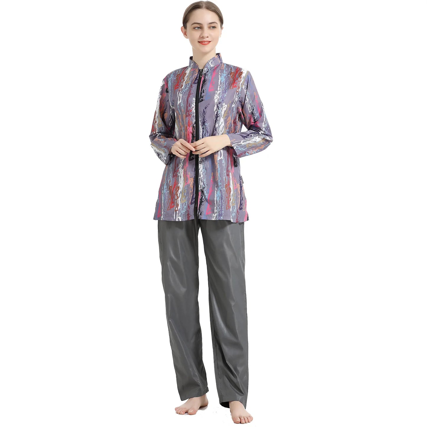 Burkini Femme Hasema Modest Muslim Swimwear for Women Three Piece Set Print Southeast Asian Ethnicity Conservative Bathing Suit