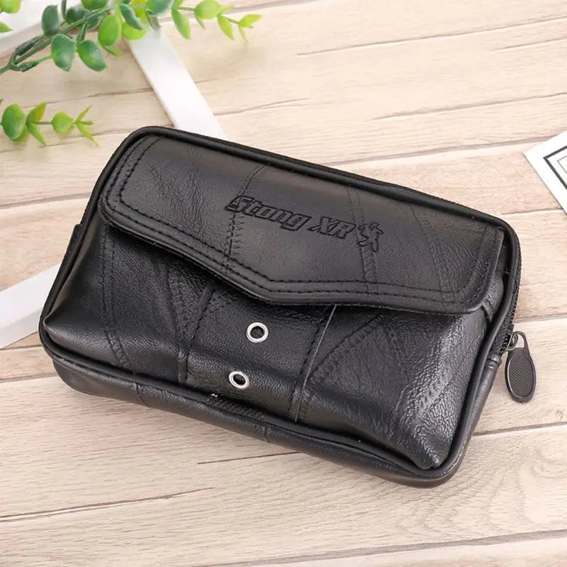 E74B Men Vintage Leather Waist Bag Phone Sport Belt Hip Belt Loop Holster Wallet Carry for Case Purse