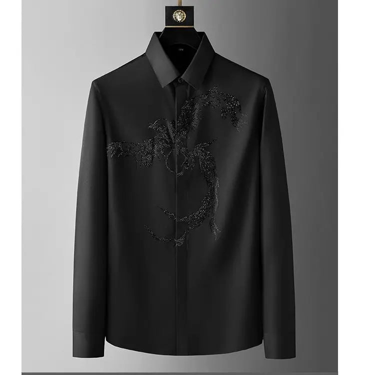 Spring Autumn Fashion POLO Collar Long Sleeve Printing Men's Clothing Business Casual Style Shirts - mon
