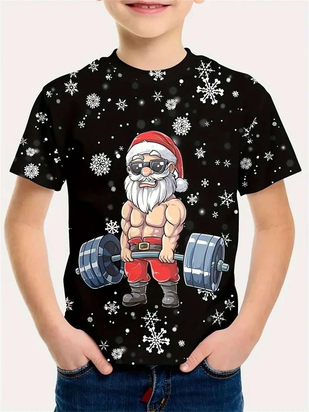 Weihnachten Santa Claus 3d Print T-Shirt Kinder Jungen Kleidung Kurzarm Casual Kinder Kleidung Mode T-Shirt für Jungen