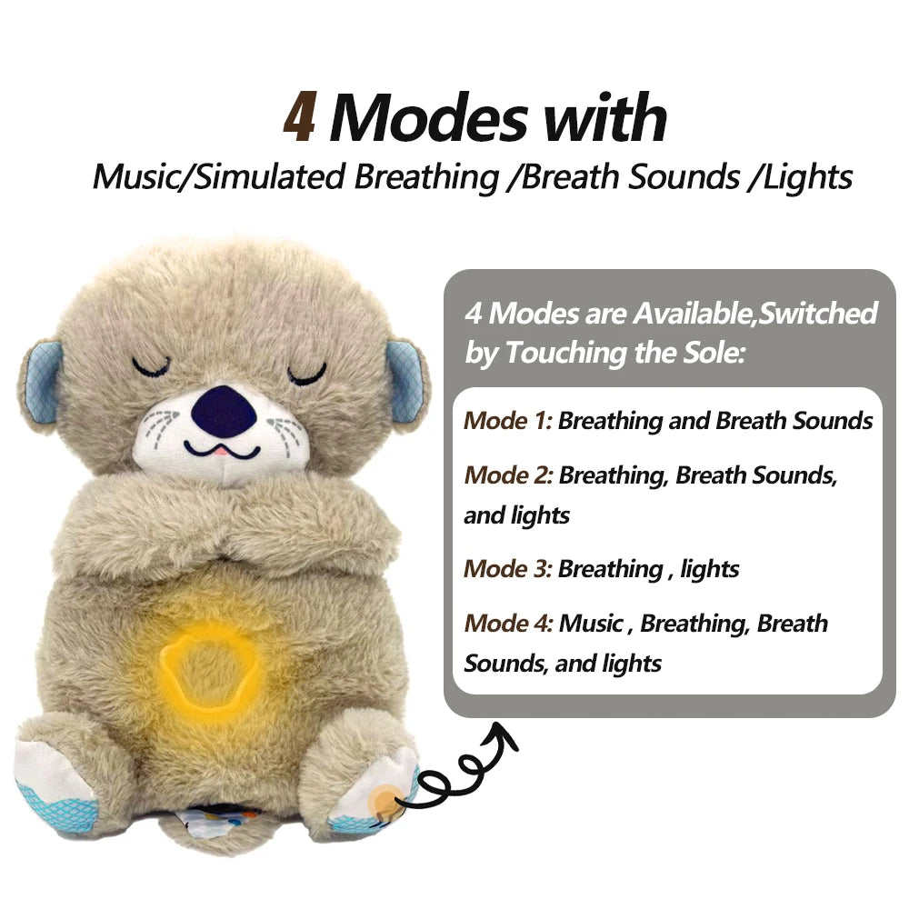 Atmender Bär, Baby-Capybara-Otter, Plüschpuppe, Spielzeug, Baby, Kinder, beruhigende Musik, Baby, Schlafbegleiter, Ton und Licht, Puppenspielzeug, Geschenk