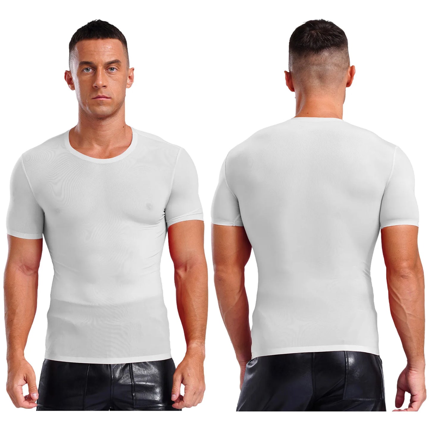 Mens Quick-dry Athletic T-shirt Round Neck Short Sleeve Ice Silk Ultra-thin Blouses Top for Gym Sports Workout Fitness Swimming mon