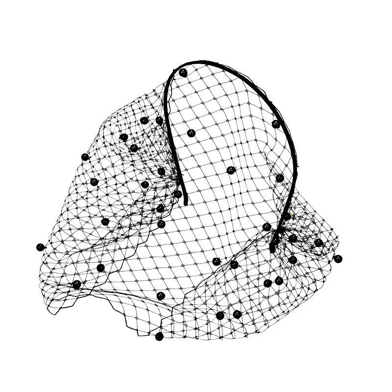 White Headband Veil for Bridal Crystal Birdcage Black Face Net Mask Hair Jewelry Accessories Veils Charming Wedding Fascinators