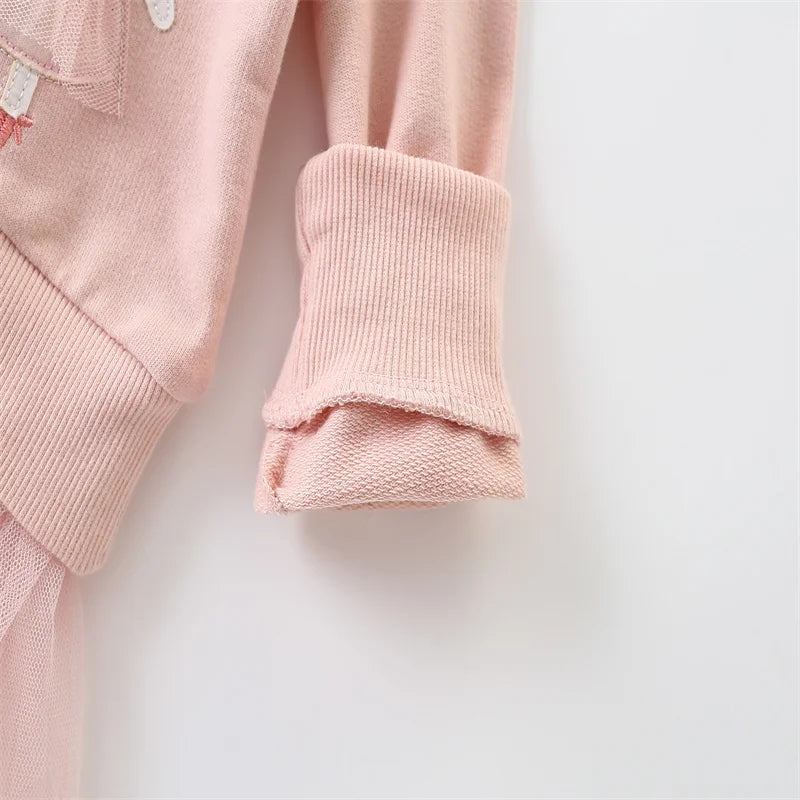 Springen Meter Neue Ankunft 2-7T Mädchen Baby Kleidung Maus Applique Mädchen Sweatshirts Kleinkind Kostüm Mesh Mit Kapuze Shirts
