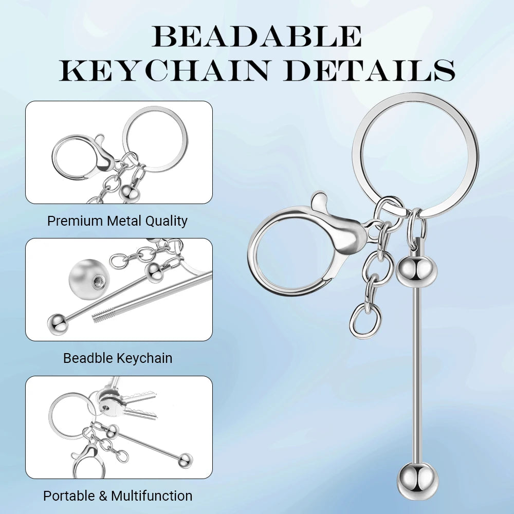 3/5/10/20PCS Metal Beadable Keychain Bars Blanks for Beads Pendant Jewelry Charms DIY Crafts Keychains Making Valentine’s Gift