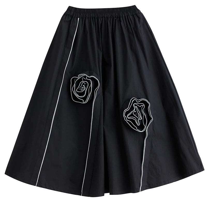 Oversized Spring 2 Two Piece Sets Women Flower Modis Ladies Shirts Tops Ruffle Pleated Korean Loose High Waist Woman Midi Skirts